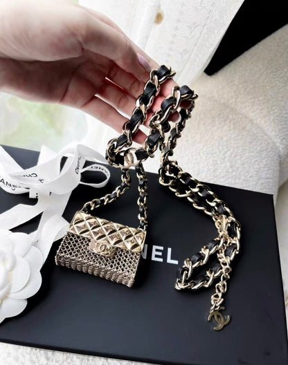 Chanel tiny bag metal chain necklace & waist chain