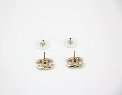 Chanel C21C Rhinestone Metal Multi-color Pebble Stud Earrings