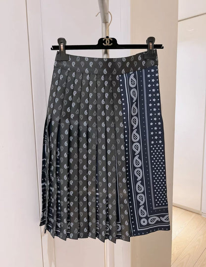 Hermes Twillaine mulberry silk sheepskin skirt
