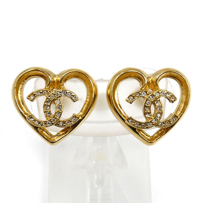 Chanel Coco Mark Strass Heart Earrings