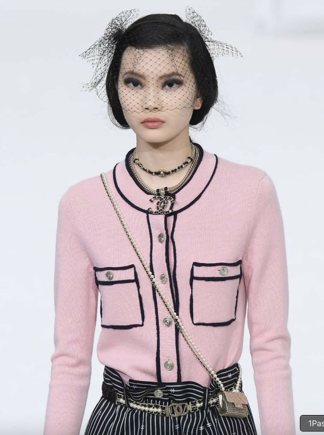 Chanel S/S 2021 Pink Cashmere Navy CC N5 21P 21S Cardigan