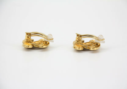 Chanel Vintage 1986 Gold-plated Diamond Quilting Bird Series Clip-on Earrings