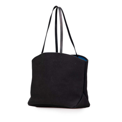 Prada Logo Canvas Leather Tote Bag