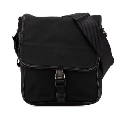 Prada Triangle Logo Plate Nylon Leather Shoulder Bag