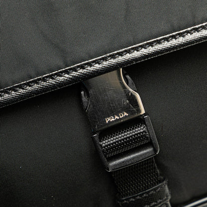 Prada Triangle Logo Plate Nylon Leather Shoulder Bag