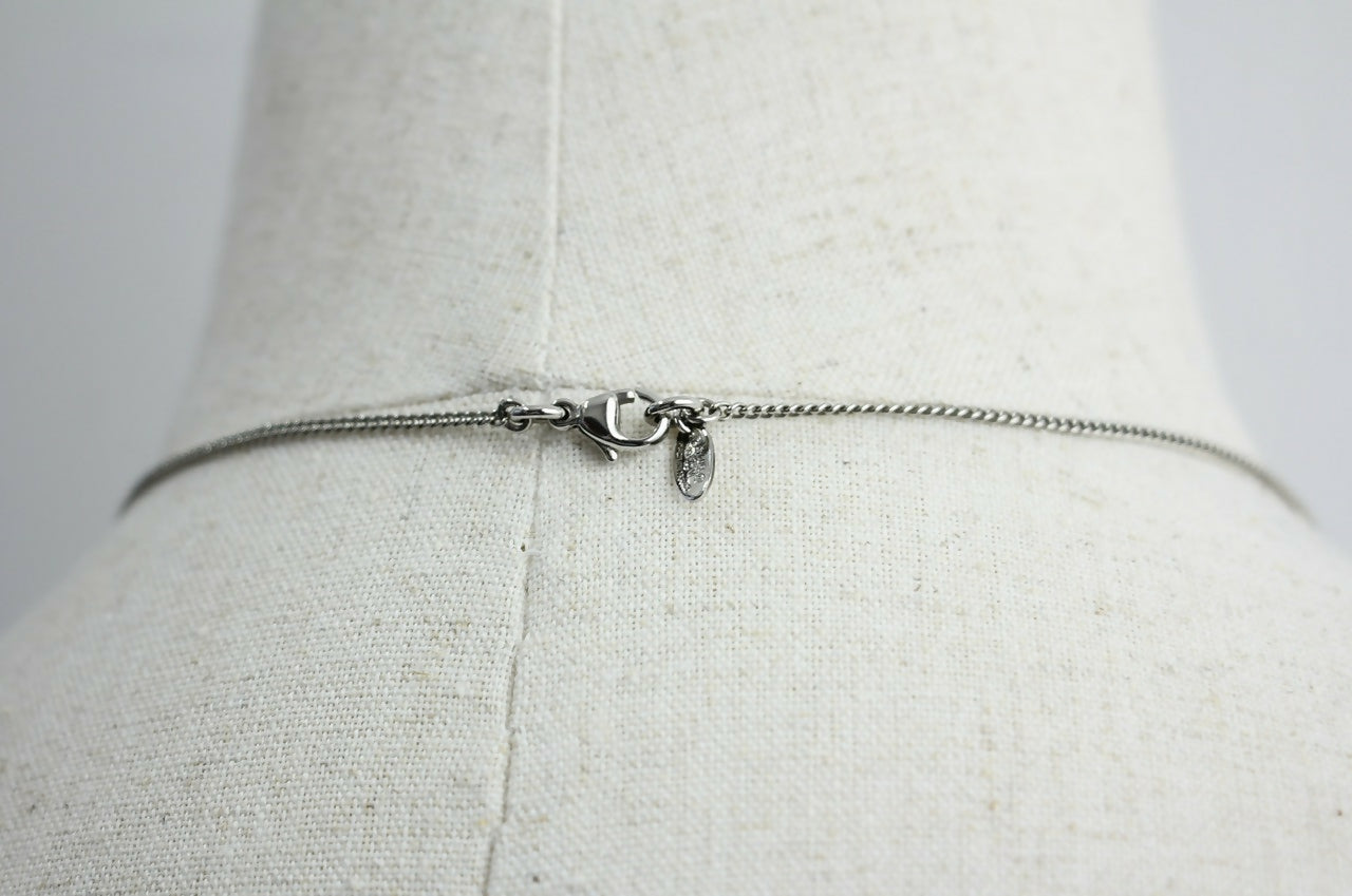 Chanel 10V Rhinestone Silver CC Mark Necklace