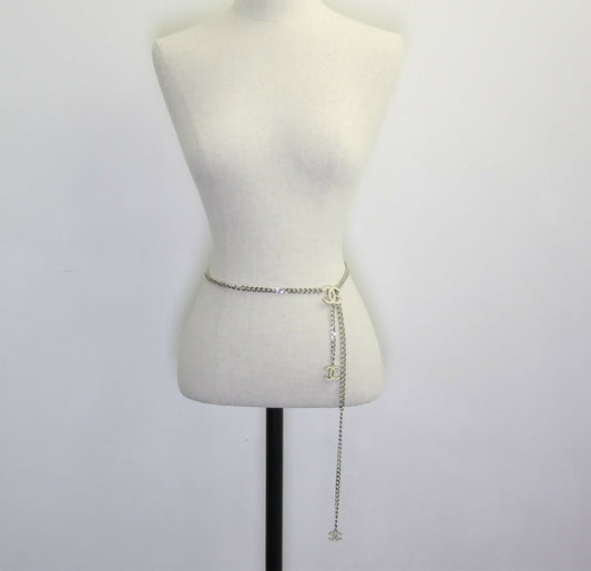 Chanel Vintage 05V Metal White Three CC Waist Chain