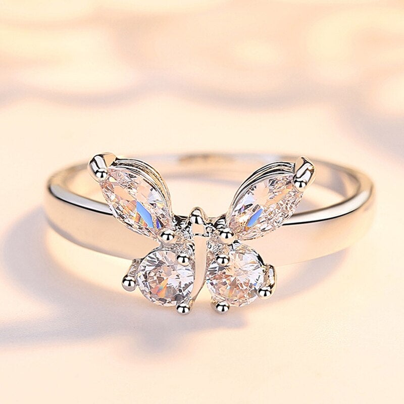 Luxe Crystal Butterfly Ring