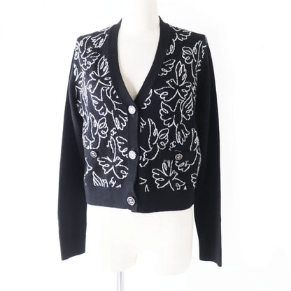 Chanel Cashmere Cardigan COCO Button Black White