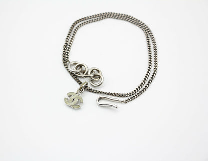 Chanel Vintage 04P Enamel Dark Green Silver Necklace