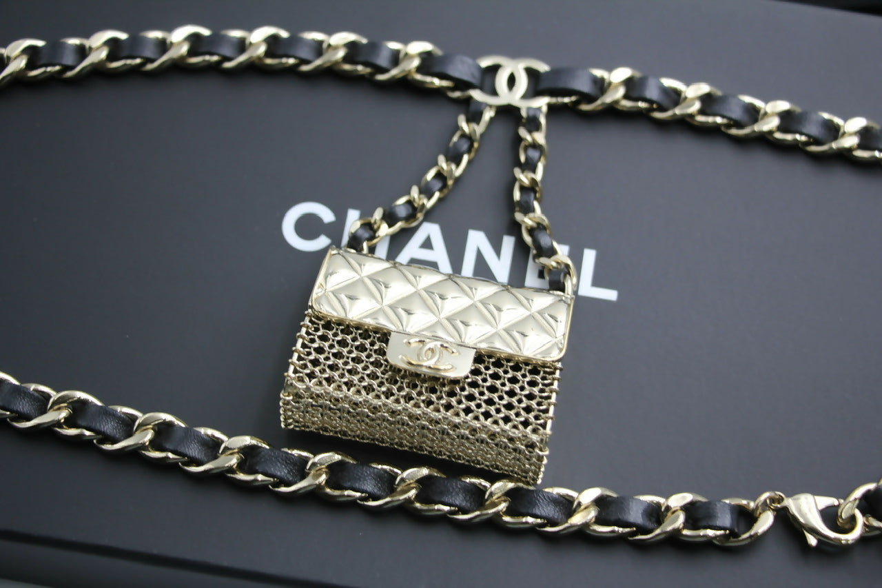 Chanel B21S Metal Handbag Leather Chain Waist Chain 92CM