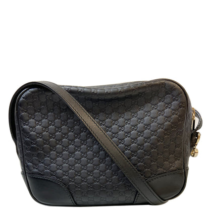 GUCCI Bree Micro GG Guccissima Leather Crossbody Bag Black 449413
