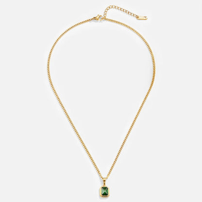 Monet Green Crystal Pendant Necklace