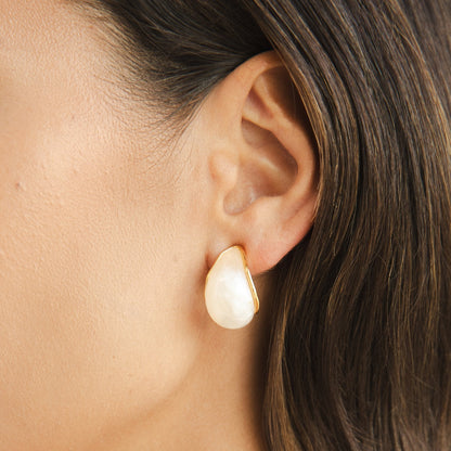 Mother Of Pearl Curved Earrings