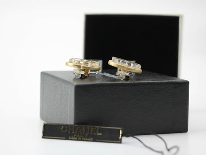 Chanel Vintage 01P Acrylic Rectangular Ice Cube Dangle Clip-on Earrings