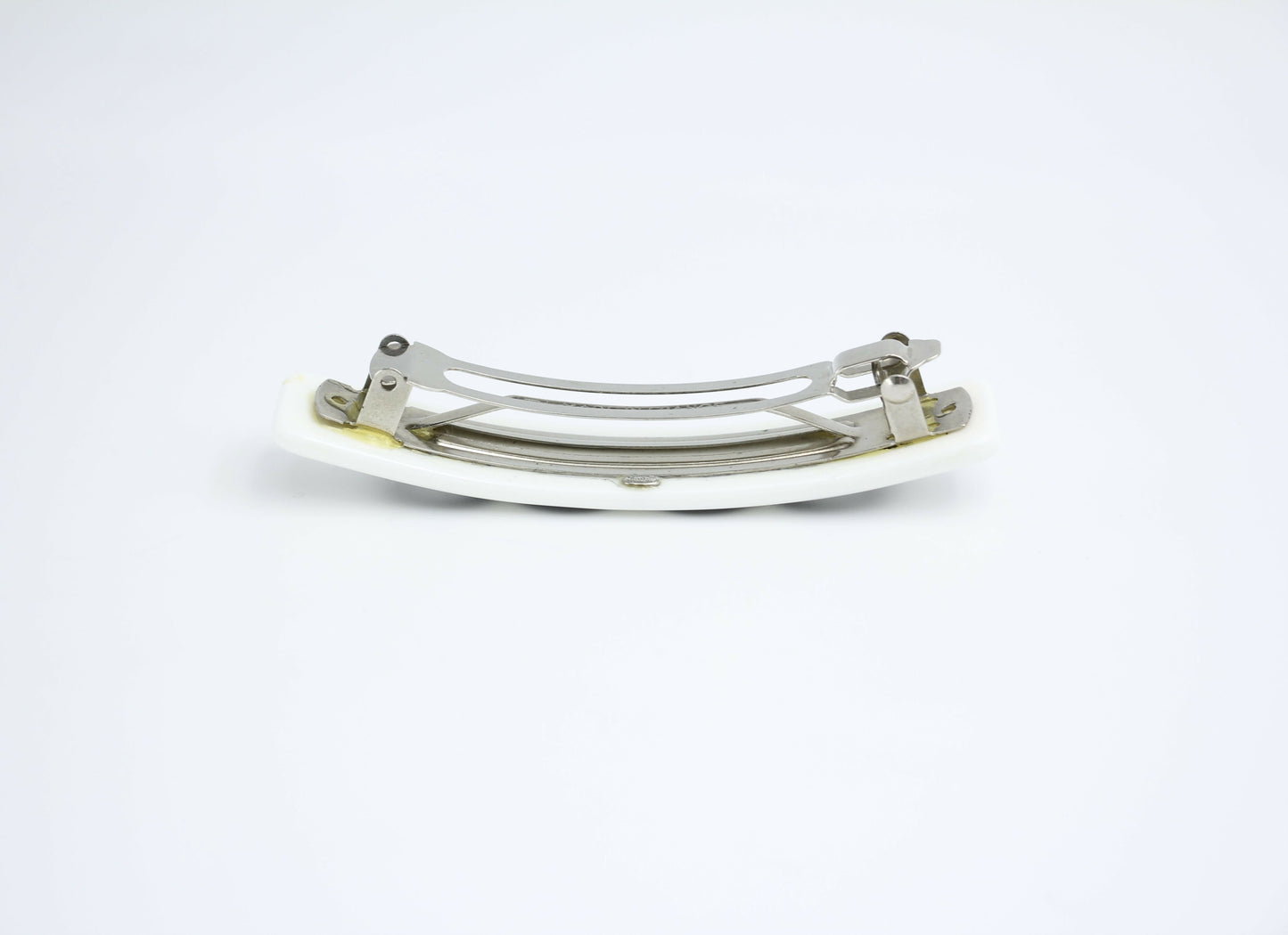 Chanel Vintage 01P Resin Coco Logo White Hairpin