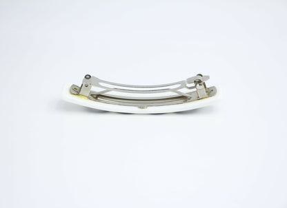 Chanel Vintage 01P Resin Coco Logo White Hairpin