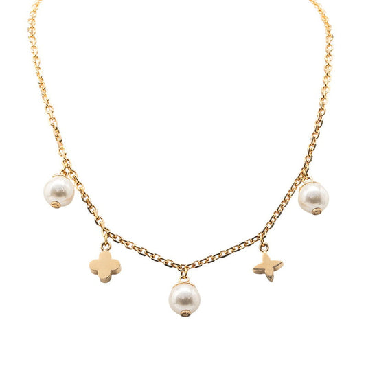 Louis Vuitton Charmy Pearl Monogram Flower Necklace
