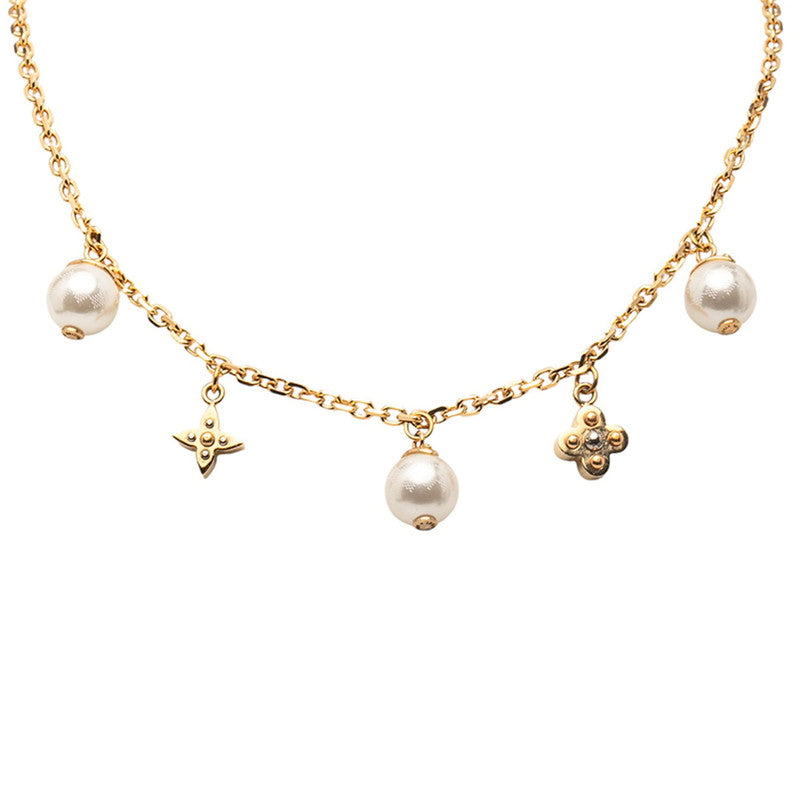 Louis Vuitton Charmy Pearl Monogram Flower Necklace