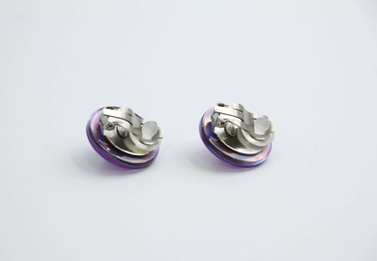 Chanel Vintage 00T Resin Iridescent Purple Clip-on Earrings