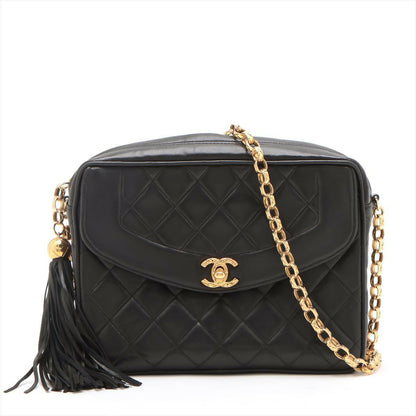 Chanel Vintage Black Mini Lambskin Tassel Bag with Gold Hardware