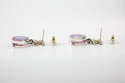 Chanel 12A Fantasy Purple Resin Round Dangle Clip-on Earrings