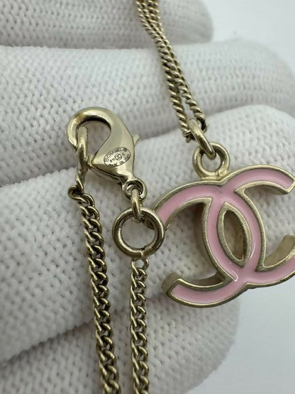 Chanel B11C Enamel Light Pink CC Adjustable Buckle Long Necklace