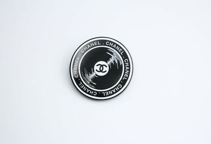 Chanel Vintage 04P Resin Black Disc Dynamic Brooch