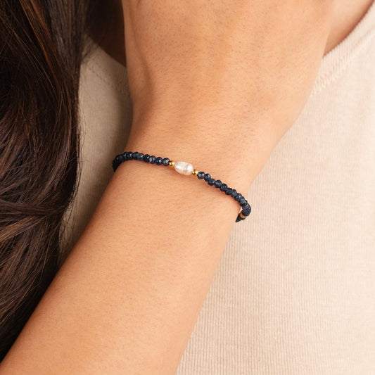 Navy Sodalite Pearl & Bead Bracelet
