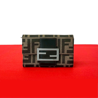 Fendi Zucca Canvas Leather Wallet