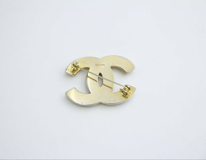 Chanel Vintage 1954-71 Rhinestone Gold-plated CC Logo Brooch