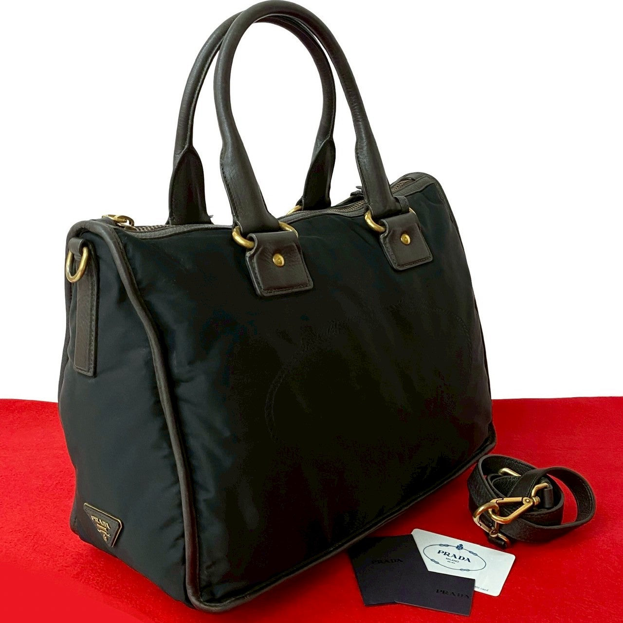 Prada Nylon Leather 2way Handbag