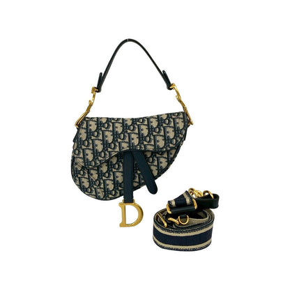 Christian Dior Saddle Bag Trotter Leather Canvas 2way Handbag
