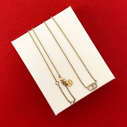 Christian Dior CD Logo Rhinestone Necklace