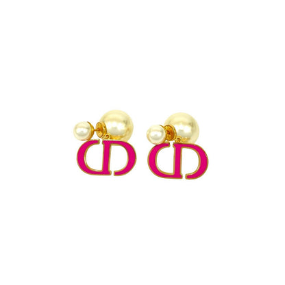 Christian Dior CD Logo Pearl Earrings