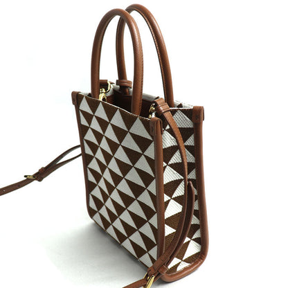 Prada Symbol Embroidered Fabric 2way Shoulder Bag