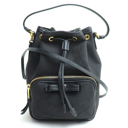 Prada Logo Jacquard Canvas Leather 2way Shoulder Bag