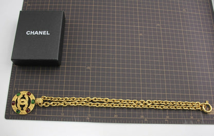 Chanel Vintage 94A Grapevine Gold Plated Medal Long Necklace