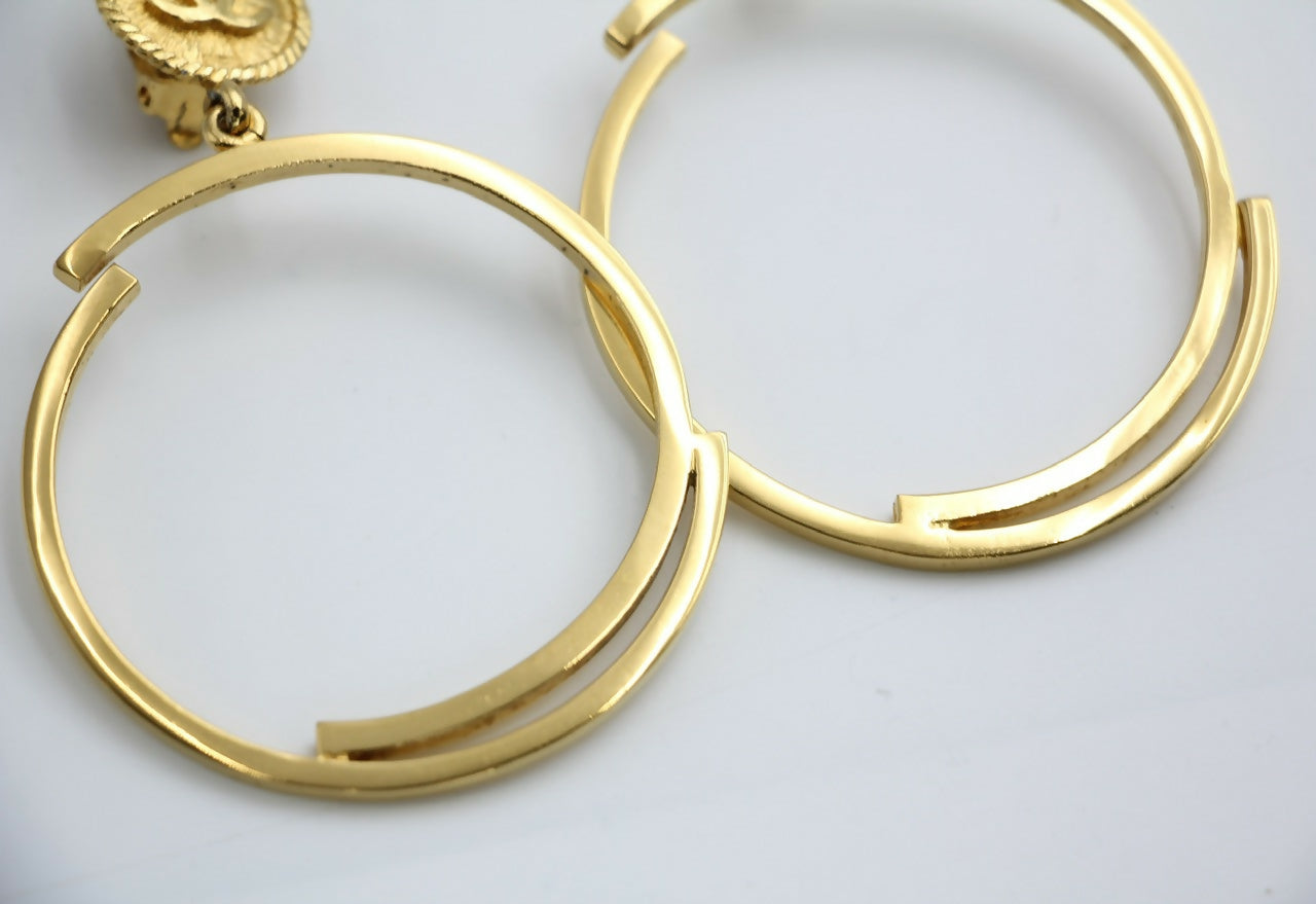 Chanel Vintage 1954-71 Gold-Plated Large Hoop Clip-on Earrings