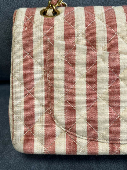Chanel Vintage Striped Linen Classic Flap Bag