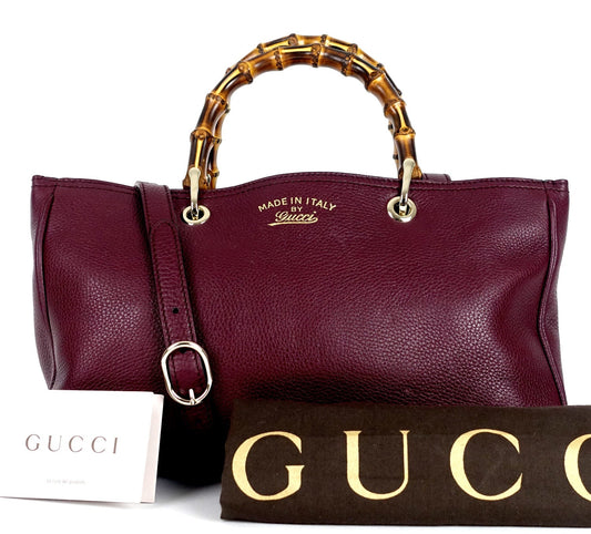 Gucci Leather Bamboo Handles Tote Bag
