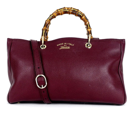 Gucci Leather Bamboo Handles Tote Bag