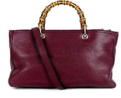 Gucci Leather Bamboo Handles Tote Bag