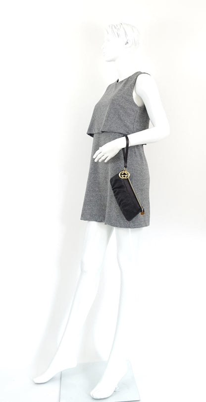 Gucci Sukey Monogram Leather GG Charm Wristlet Bag