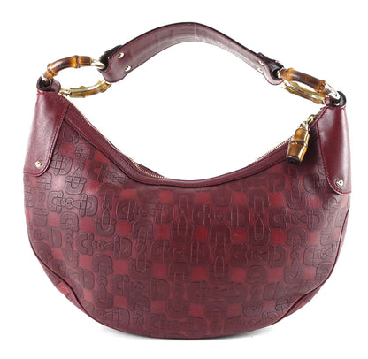 Gucci Embossed Leather Bamboo Ring Hobo Bag