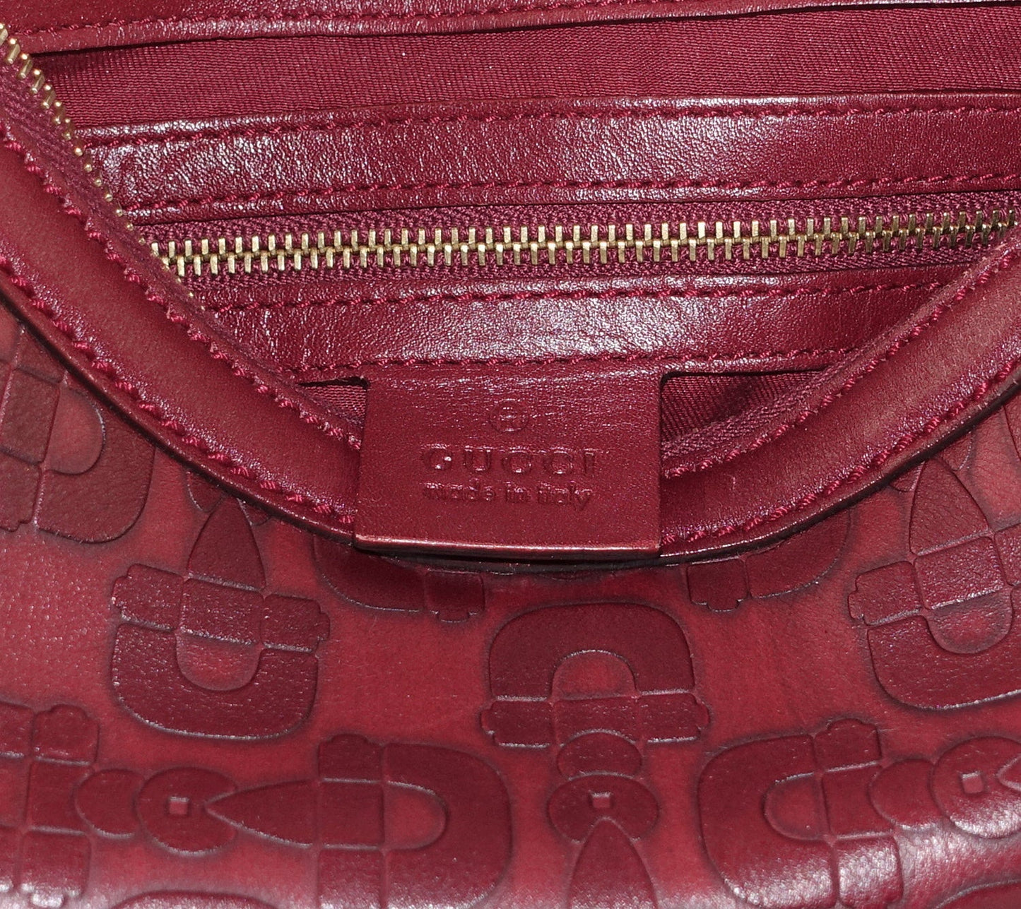 Gucci Embossed Leather Bamboo Ring Hobo Bag