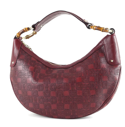 Gucci Embossed Leather Bamboo Ring Hobo Bag