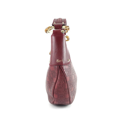 Gucci Embossed Leather Bamboo Ring Hobo Bag