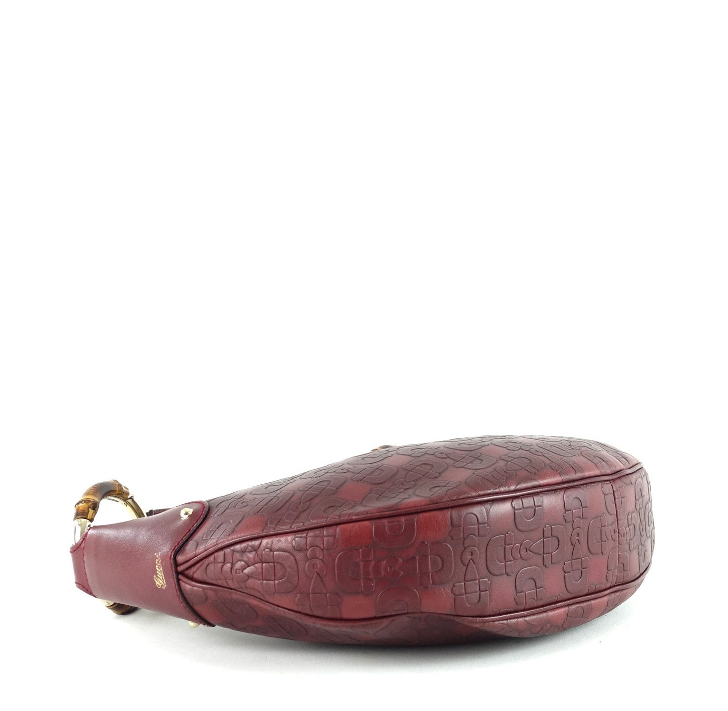 Gucci Embossed Leather Bamboo Ring Hobo Bag
