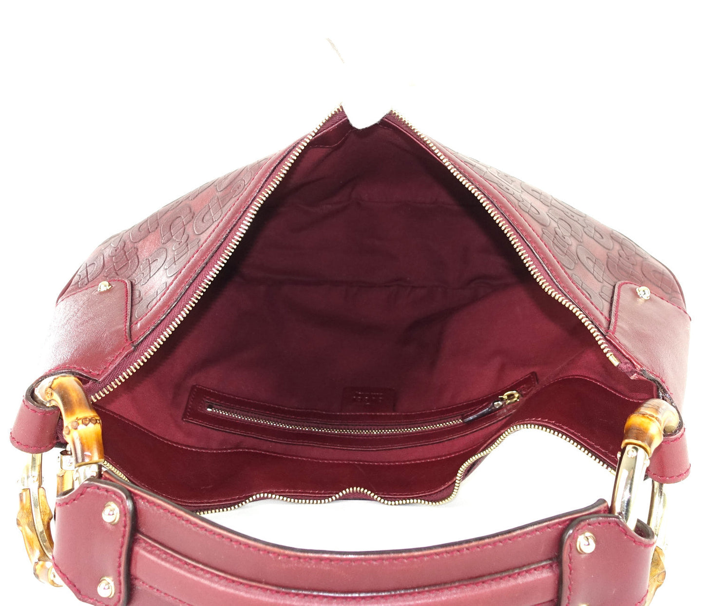 Gucci Embossed Leather Bamboo Ring Hobo Bag